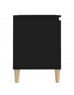 Comodino con Gambe in Legno Massello Nero 103,5x30x50 cm
