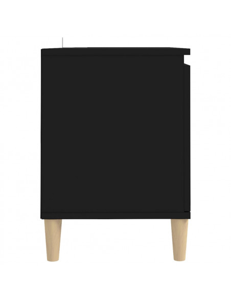 Comodino con Gambe in Legno Massello Nero 103,5x30x50 cm