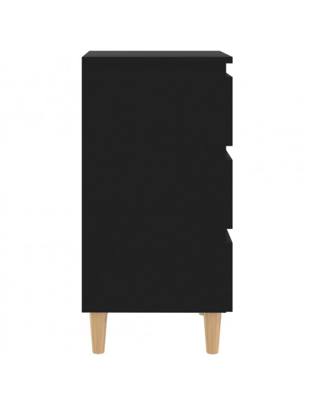 Comodino con Gambe in Legno Massello Nero 40x35x69 cm