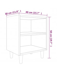 Comodino con Gambe in Legno Massello Rovere Fumo 40x35x50cm