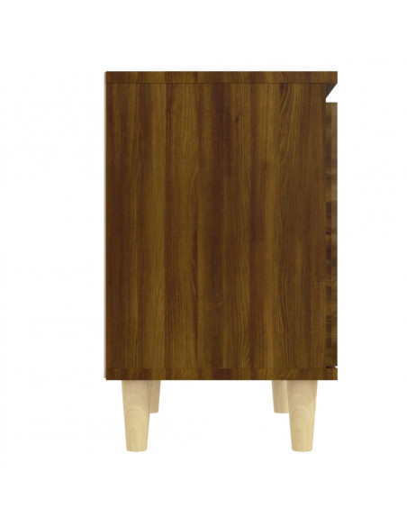 Comodino con Gambe in Legno Massello Rovere Marrone 40x35x50 cm