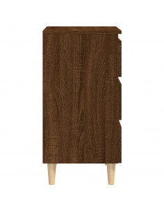 Comodino con Gambe in Legno Massello Rovere Marrone 40x35x69 cm