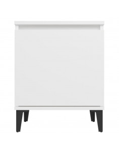 Comodino con Gambe in Metallo Bianco 40x30x50 cm