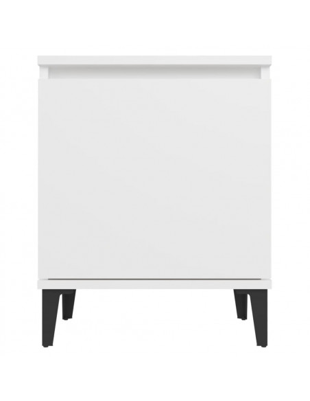 Comodino con Gambe in Metallo Bianco 40x30x50 cm