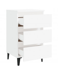 Comodino con Gambe in Metallo Bianco 40x35x69 cm