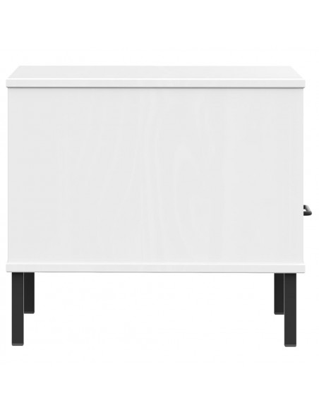 Comodino con Gambe in Metallo Bianco Legno Massello Pino OSLO