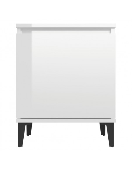 Comodino con Gambe in Metallo Bianco Lucido 40x30x50 cm