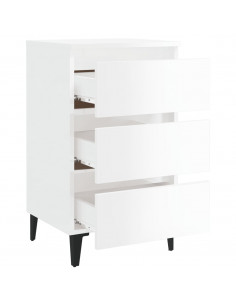Comodino con Gambe in Metallo Bianco Lucido 40x35x69 cm