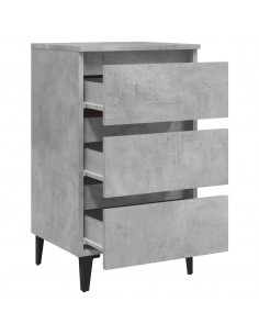 Comodino con Gambe in Metallo Grigio Cemento 40x35x69 cm
