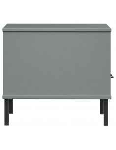 Comodino con Gambe in Metallo Grigio Legno Massello Pino OSLO