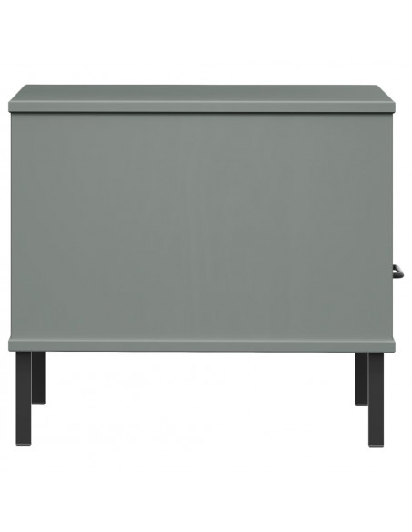 Comodino con Gambe in Metallo Grigio Legno Massello Pino OSLO