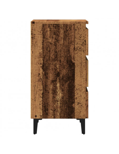 Comodino con Gambe in Metallo Legno Antico 40x35x69 cm