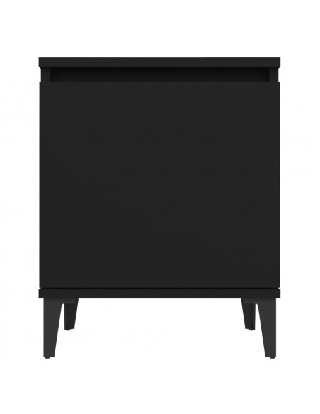 Comodino con Gambe in Metallo Nero 40x30x50 cm