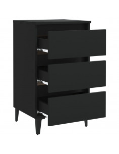 Comodino con Gambe in Metallo Nero 40x35x69 cm