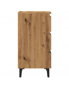 Comodino con Gambe in Metallo Rovere Artigianale 40x35x69 cm