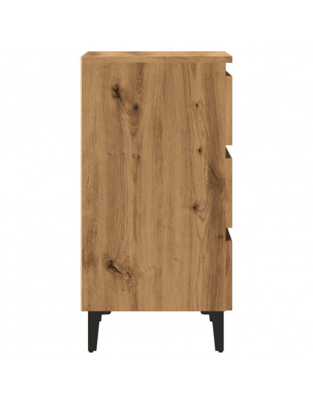Comodino con Gambe in Metallo Rovere Artigianale 40x35x69 cm