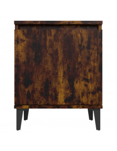 Comodino con Gambe in Metallo Rovere Fumo 40x30x50 cm
