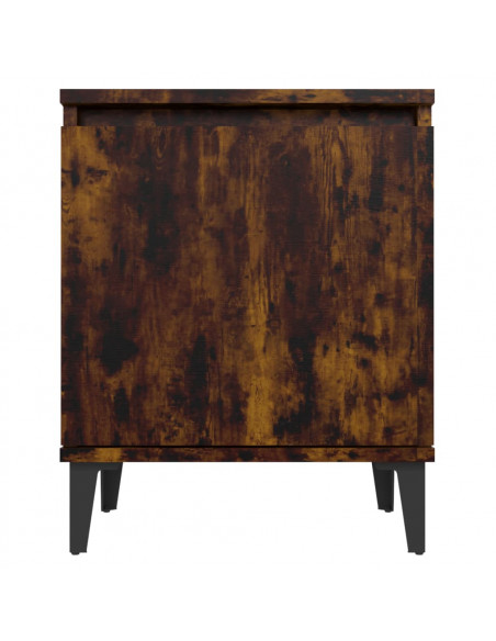 Comodino con Gambe in Metallo Rovere Fumo 40x30x50 cm