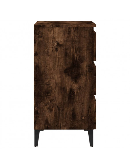 Comodino con Gambe in Metallo Rovere Fumo 40x35x69 cm