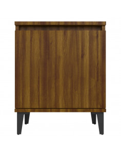 Comodino con Gambe in Metallo Rovere Marrone 40x30x50 cm