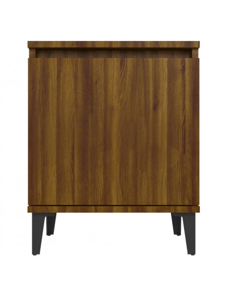 Comodino con Gambe in Metallo Rovere Marrone 40x30x50 cm