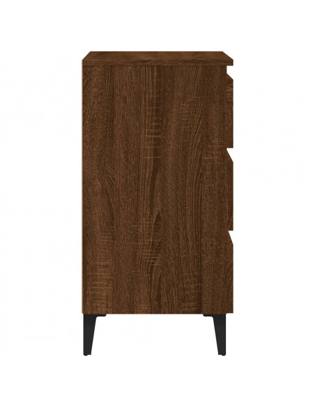 Comodino con Gambe in Metallo Rovere Marrone 40x35x69 cm