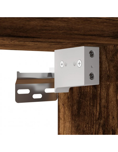 Comodino con Luci LED a Parete Rovere Fumo