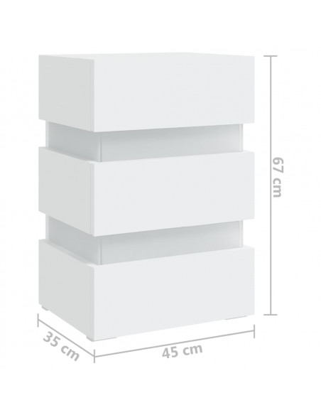 Comodino con Luci LED Bianco 45x35x67 cm in Legno Multistrato