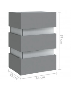 Comodino con Luci LED Grigio 45x35x67 cm in Legno Multistrato