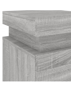 Comodino con Luci LED Grigio Sonoma 35x39x55 cm