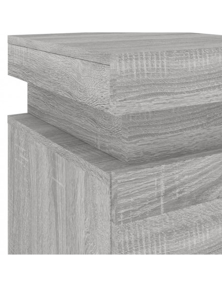 Comodino con Luci LED Grigio Sonoma 35x39x55 cm