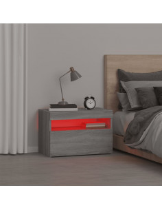 Comodino con Luci LED Grigio Sonoma 60x35x40 cm