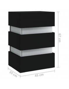 Comodino con Luci LED Nero 45x35x67 cm in Legno Multistrato