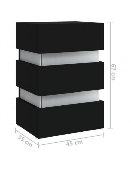 Comodino con Luci LED Nero 45x35x67 cm in Legno Multistrato