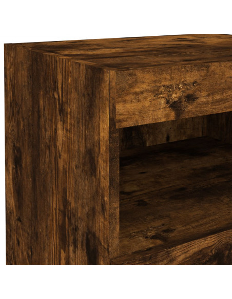Comodino con Luci LED Rovere Fumo 50x40x45 cm