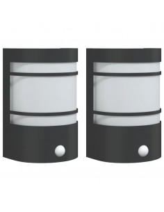 Applique per Esterno con Sensore 2 pz Nere in Acciaio Inox 2