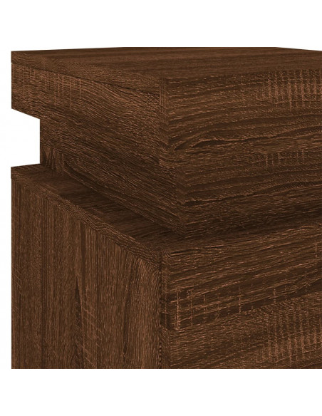 Comodino con Luci LED Rovere Marrone 35x39x55 cm