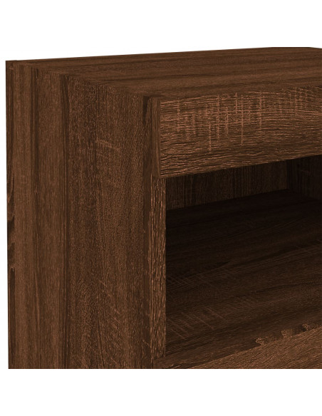 Comodino con Luci LED Rovere Marrone 50x40x45 cm