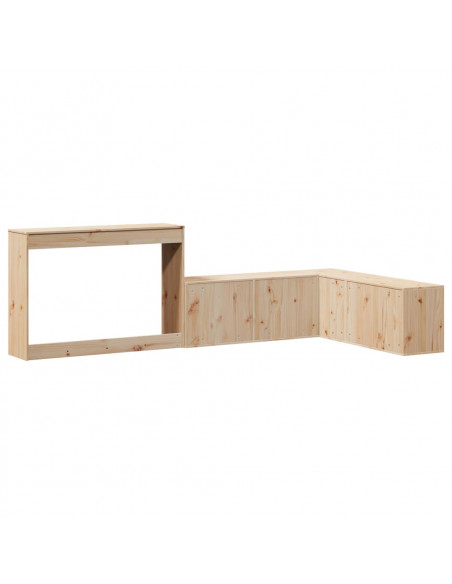 Comodino con Scrivania 222x107x75 cm in Legno Massello di Pino