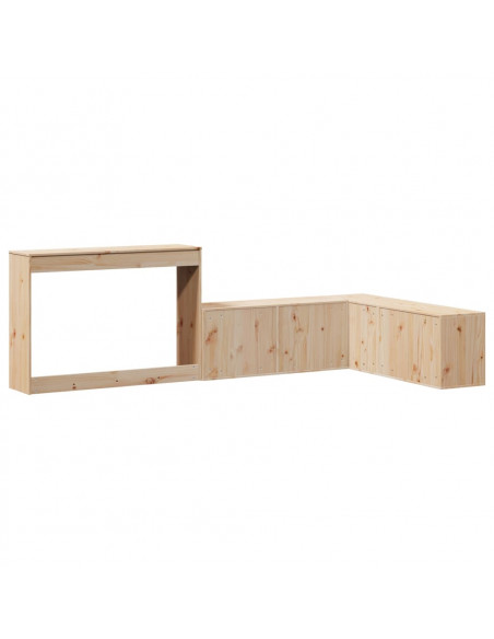 Comodino con Scrivania 232x112x75 cm in Legno Massello di Pino