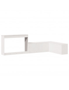 Comodino con Scrivania Bianco 232x112x75 cm in Legno di Pino