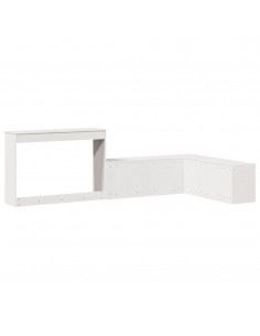 Comodino con Scrivania Bianco 232x122x75 cm in Legno di Pino