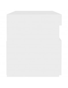 Comodino e Luci LED Bianco 60x35x40 cm in Legno Multistrato