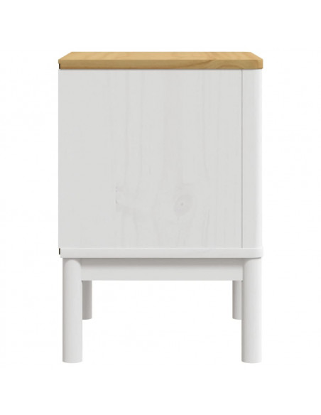 Comodino FLORO Bianco 45x39x57 cm in Legno Massello di Pino