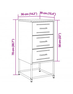 Comodino Giallo Senape 36x39x78 cm in Acciaio