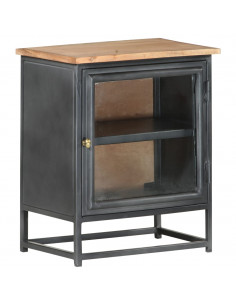 Comodino Grigio 40x30x50 cm in Legno Massello di Acacia