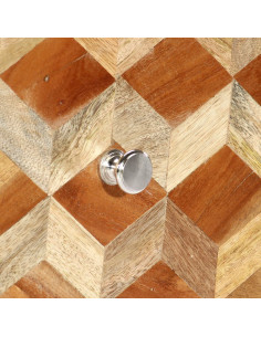 Comodino Grigio 40x30x50 cm in Legno Massello di Mango