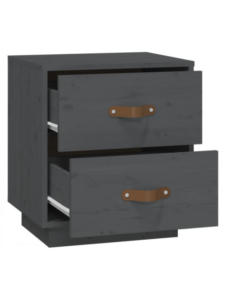 Comodino Grigio 40x34x45 cm in Legno Massello di Pino