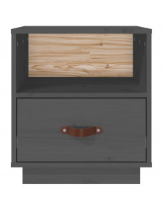 Comodino Grigio 40x34x45 cm in Legno Massello di Pino
