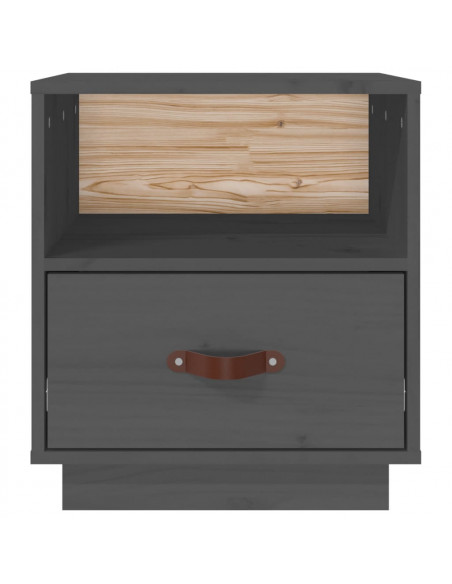 Comodino Grigio 40x34x45 cm in Legno Massello di Pino